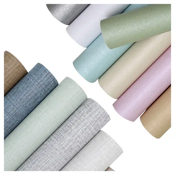 

3 Meters Silk Texture Wallpaper PVC Waterproof Solid Color Self-adhesive Stickers Kitchen Bedroom Wall Sticker LB88