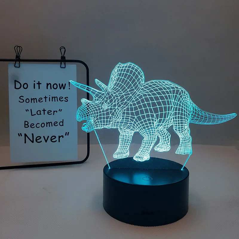 3D Night Light Dinosaur Desk Lamp 7/16Color Touch Remote Control Cartoon Table Lamps Home Decor For kid Birthday Christmas Gift dinosaur light Night Lights