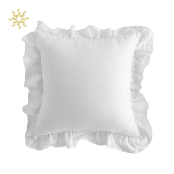 

45x45cm Elegant Jacquard White Pillowcase Bedding Cotton Solid Ruffle Pillow Sham Princess European Pillow Cover Protector
