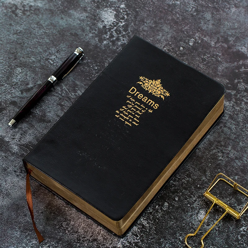 Caderno em Branco Super Thicken Aro Dourado Diário Bíblico Vintage Planejador Agenda Notepad Papelaria Retro 208 Folhas - Imagem 5