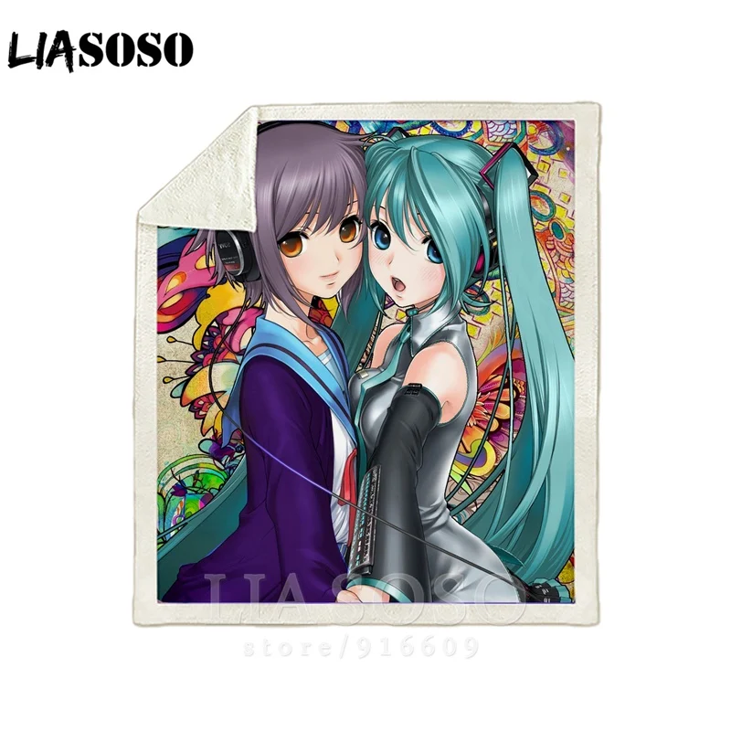 Диван-кровать с рисунком офисное Вокалоид Hatsune Miku сексуальные Harajuku набивное одеяло-покрывало детское дорожное одеяло квилт для софы A23 - Цвет: 15