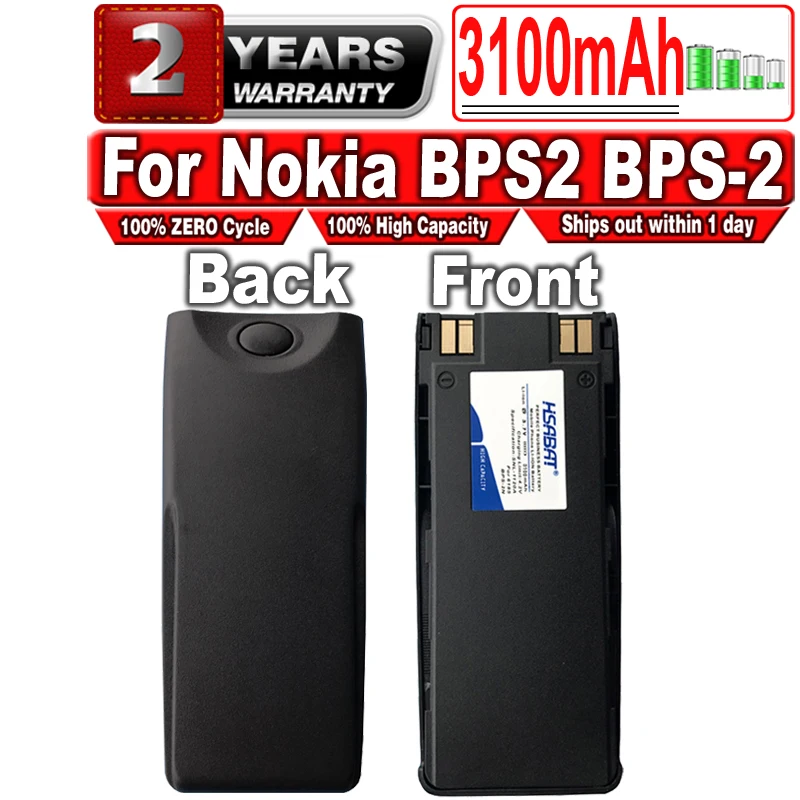 HSABAT BPS2 BPS-2 BPS-2N 3100 мА/ч Батарея для Nokia 6185 6138 5180 5170 5160 5150 5125 6110 6310I 6310 6210 6160 7110 6150 5185 |