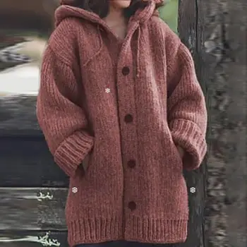 

Vintage Loose Pocket Cardigan Sweaters Women Winter Long Sleeve Button Sweater Plus Size Female Coat