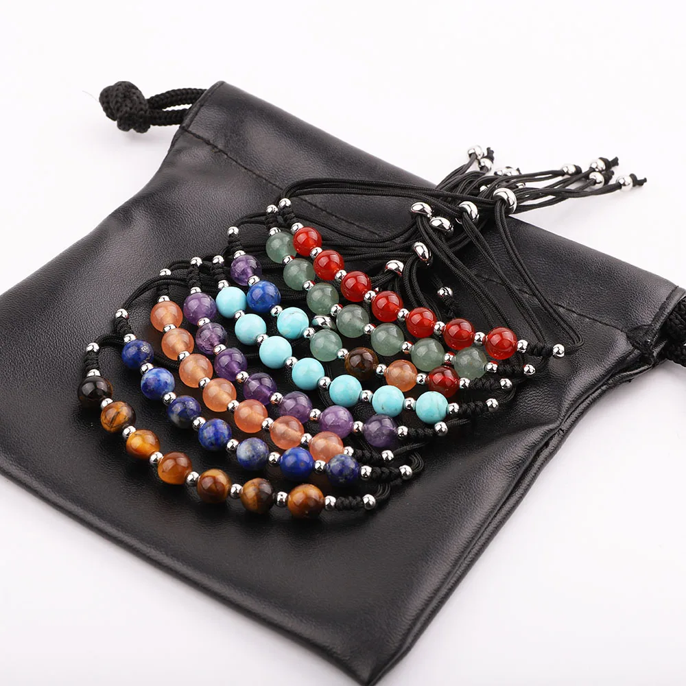 JARAVVI New Style Natural Stone 7 Chakra Beads Handmade Stainless Steel Adjustable Bracelet Women Jewelry Gift - Image 4