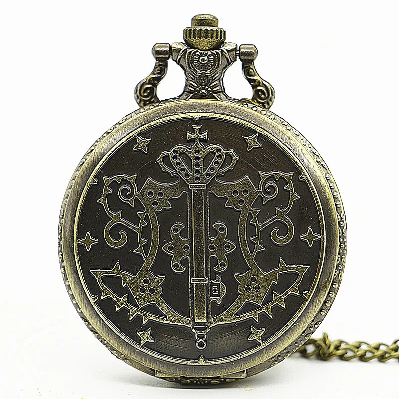 Antique Bronze School Pocket Chain Quartz Pocket Watch Pendant Necklace