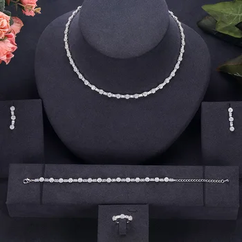 

jankelly Hotsale African 4pcs Bridal Jewelry Sets New Fashion Dubai Jewelry Set For Women Wedding Party Accessories Design