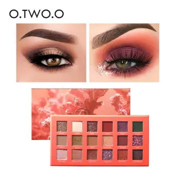 

O.TWO.O 18 Colors Matte Shimmer Pigment Powder Eye Shadow Waterproof Long Lasting Makeup Brown Purple Eyeshadow Palette TSLM2