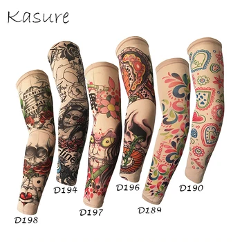 

Kasure 1pc Outdoor Cycling Printed Arm Sleeves Fake Tattoo Unisex Arm UV Protection Hip Hop Punk Slip On Tattoo Sunscreen Cuff