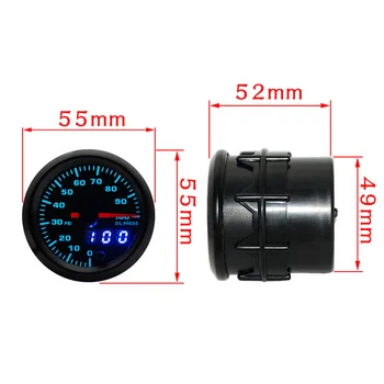 

2 52mm Black Oil Pressure Auto Gauge Digital & Pointer With Sensor Car DC 12V