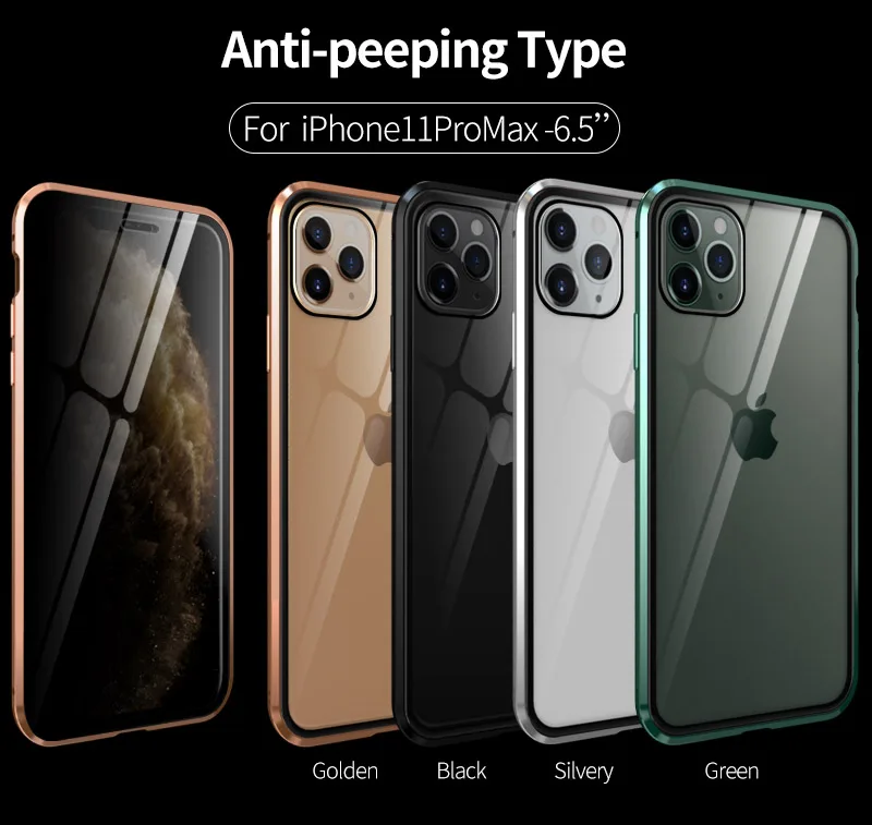 Магнитный металлический чехол для iPhone 11 Pro XS Max XR 6 6S 7 8 Plus, двухсторонний защитный чехол из закаленного стекла