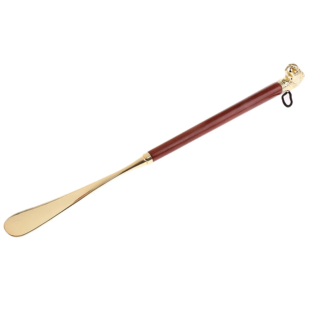 Unisex Long Handle Metal Shoe Horn with Lion Head 49cm（19.30in）
