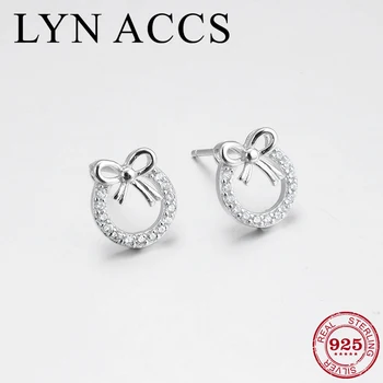 

Bowknot round shape 925 Sterling Silver like crystal clear Zircon for Women/girls gift fine Stud Earrings fashion luxury Jewelry