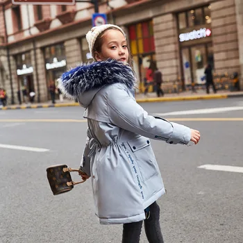 

Teenage Girl Down Jackets 12 13 14 15 year Windproof Outfit Real Fur -30 Russian Snowsuit Mommy and Me Clothes Warm Winter Coats