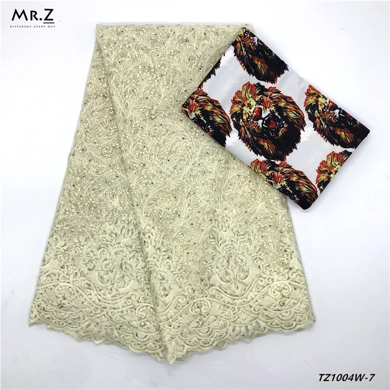 Mr. Z африканская вышитая нигерийская Высококачественная французская Тюль кружевная ткань с принтом шелковая эластичная ткань 2,5+ 2,5 ярдов/партия