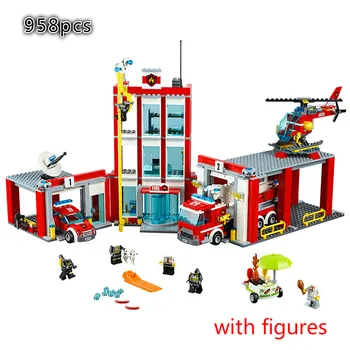 

60110 958pcs City Series The Fire Station Model Compatible with Lepining Building Block Brick Toy for Children Gift 10831