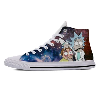 

2020 Cartoon Anime Rick and Morty Fashion Funny Casual Canvas Shoes High Top Lightweight Breathable 3D Printed Men women Sneaker
