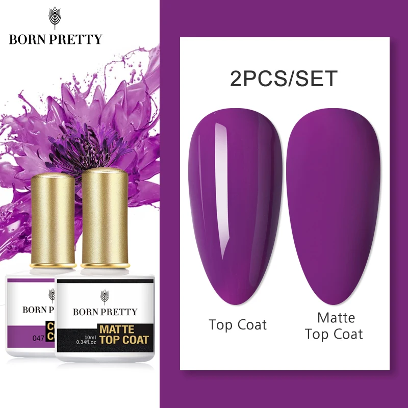 

BORN PRETTY Nail Set Gel Polish Varinsh Soak Off UV LED Nail Gel Polish Base Top Coat Matte Gel Semi-Permanant Manicuring