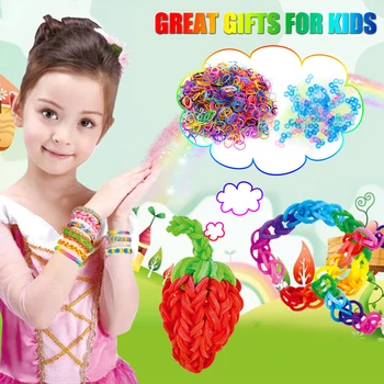

Kids 8000pcs DIY Color Rubber Loom Bands Refill Kit with 120pcs S-Clips Elastic Rubber Band Weaving Making Rainbow Bracelet Toy