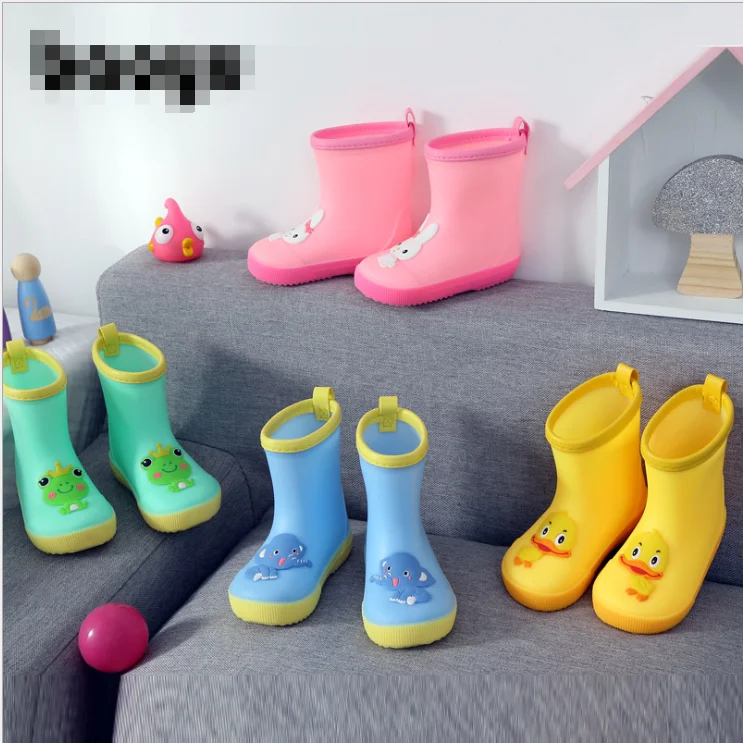 Детские ботинки PVCBaby Детские дождевые ботинки с мультяшным принтом для девочек; детская непромокаемая обувь с бантом; водонепроницаемые детские резиновые ботинки; обувь для младенцев