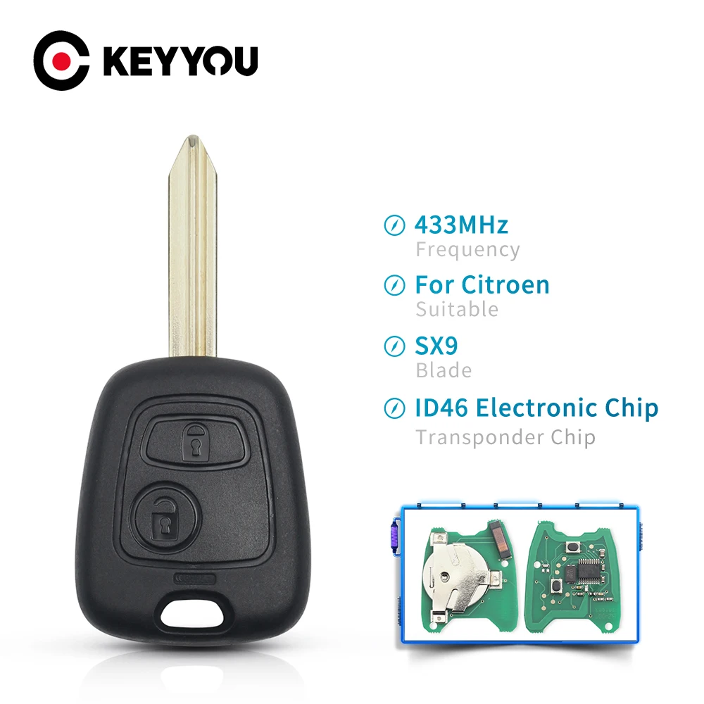KEYYOU For Citroen C1 C2 C3 C4 Xsara Picasso Berlingo 2002 2003 2004 2005 2006 2007 2008 Car Remote Key 433mhz ID46 Chip | Автомобили и