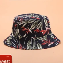 Black Tree Leaf Pattern Hip Hop Women Men Bucket Hat Flat Ladies Sun Hat Male Floral Female Panama Cap Bob Chapeau chapeu bucket