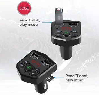 

Car Bluetooth 5.0 FM Transmitter Car Charger Wireless Handsfree Audio Receiver Auto MP3 Player 3.1A Dual USB Fast Charger