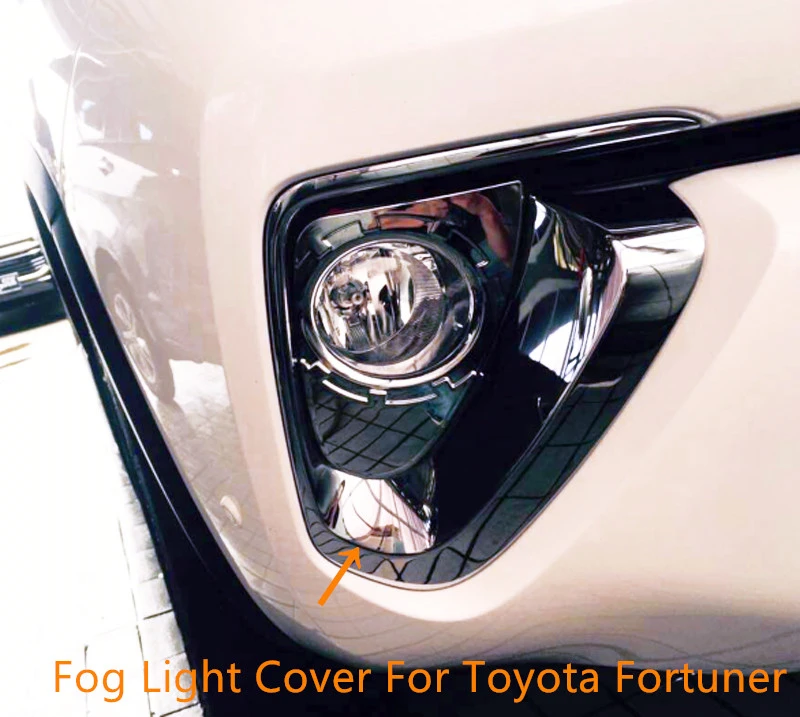 For Toyota Fortuner AN160 2016 2017 Chrome Rear Fog Light Lamp Cover Trim 2pcs 