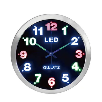 

New 12-inch simple digital metal LED wall clock fashion creative quartz wall clock living room clock mute luminous bedroom clock
