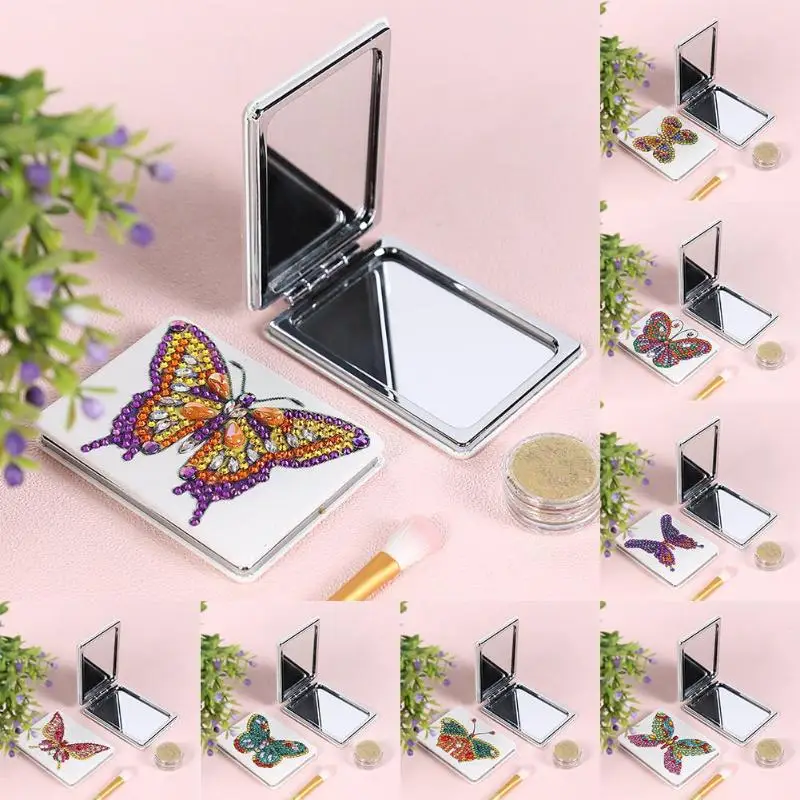 

Butterfly/Heart DIY Special Shaped Diamond Painting Mirror Women Girl Ultra-thin Mini Makeup Mirror Embroidery Cross Stitch Kit