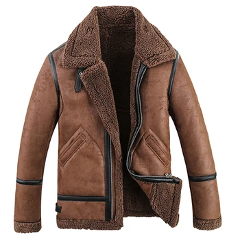 

Winter Warm Faux Woolen Fur Bomber Jacket Men Winter Thicken Fleece Outwear Coat Male Pilot Jacket Windbreaker Man Clothes 4XL