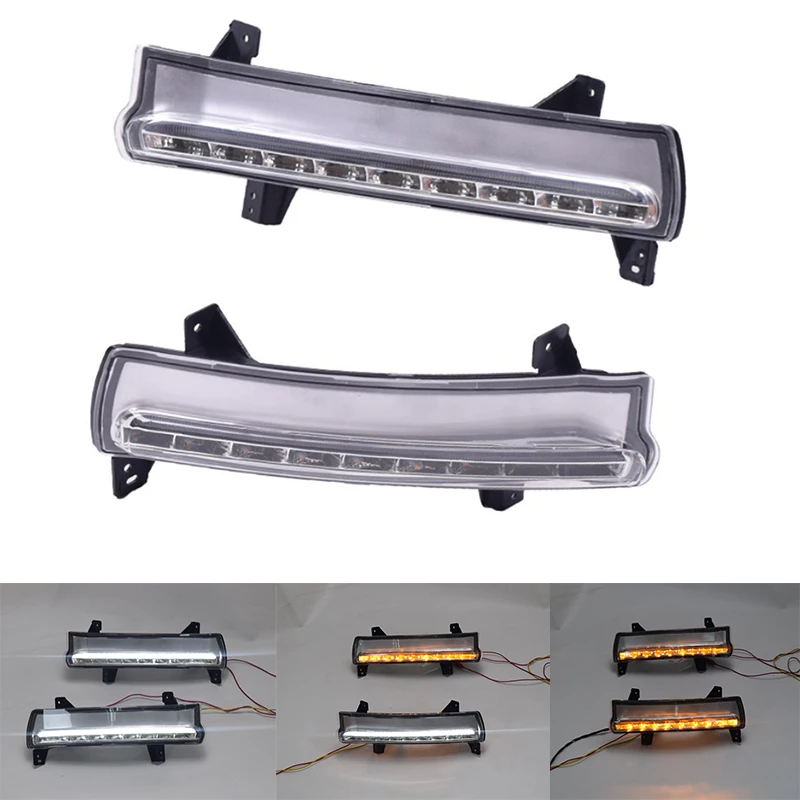 

2Pcs 2 Colors Auto DRL 12V LED Daytime Running Light Turn Signal Day Light Fog Lamp for Jeep Compass 2017 2018 2019