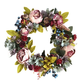 

Christmas Xmas Decoration Simulation Peony Wreath Wall Door Candle Holder Decor