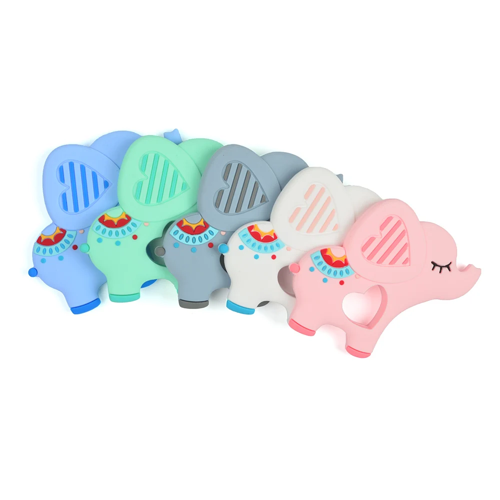 New elephant Silicone Baby Teether Cartoon Animal BPA Free beads Teething Necklace DIY Shower Food Grade Silicone Teether 6