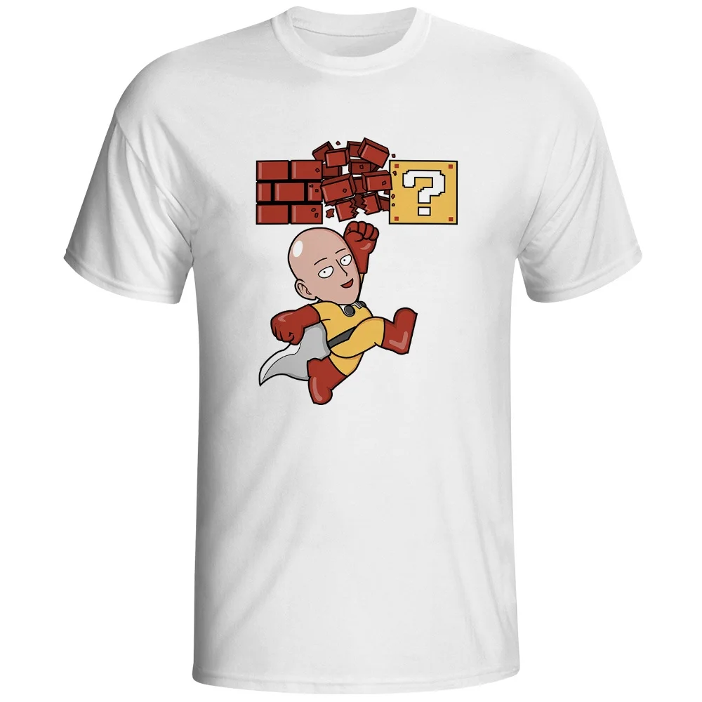 Мужская футболка Saitama Could Punch Brick Like Mario пародия японского аниме дизайн забавная