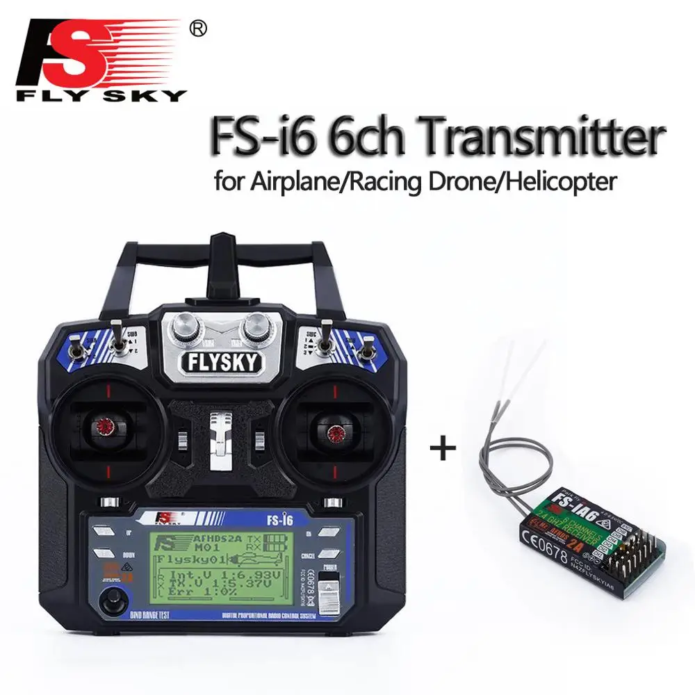 Flysky fs-i6x 2.4g 6ch afhds 2a RC transmisor fs-ia6b receptor para RC Drone 