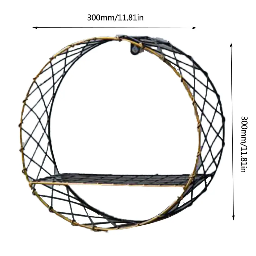 Промышленная ветровая настенная стойка для дома, многослойная твердая деревянная книжная полка, Круглая Большая сеточная настенная подвесная Ретро кованая Настенная Декорация