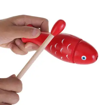 

Cute Wooden Fish Shape Rhythm Drum Percussion Instrument Children Kids Toy