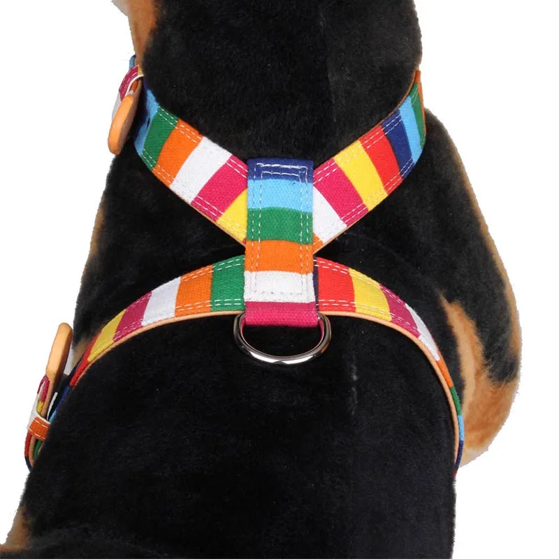 

Colorful Dog Harness Vest Pu Canvas Pet Harness Personalized Walking Training Dogs Harness and Leash Set Puppy Small Large Dogs