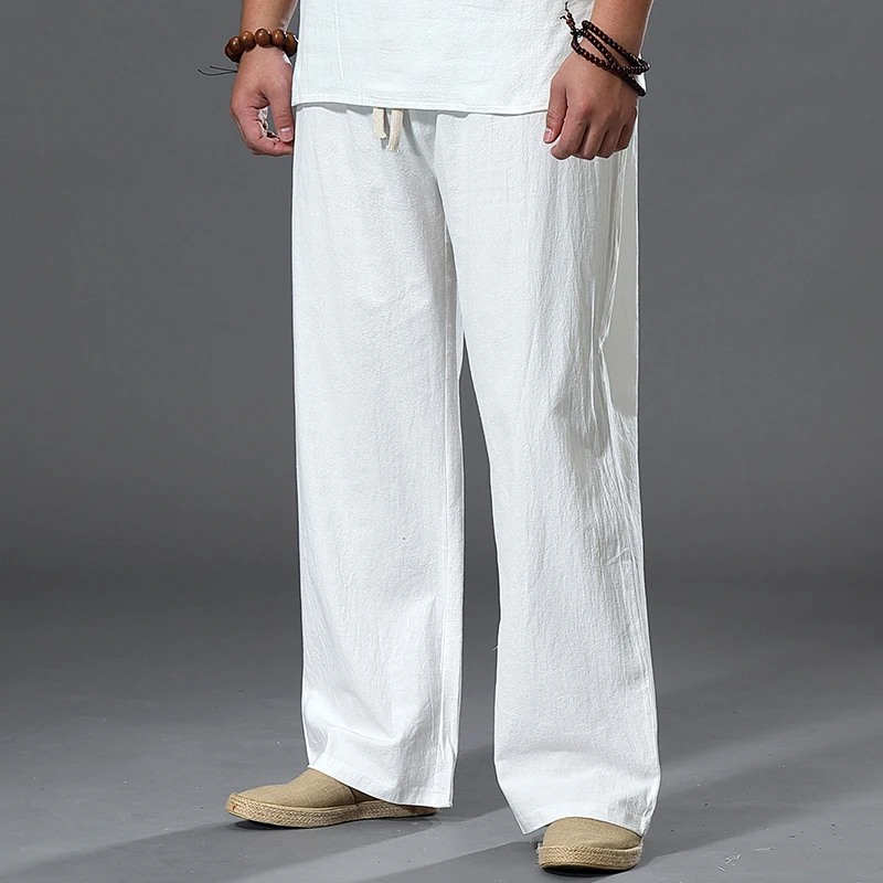 Cotton Linen Pants Men Japan Style Large Size