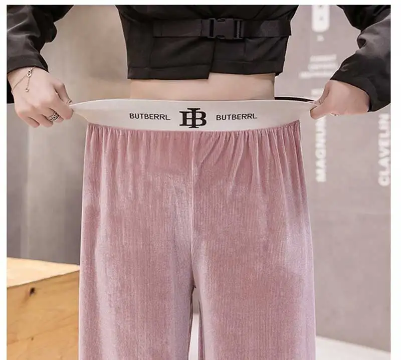 

Fashion High Waist Drape Women's Wide Leg Pants Elastic Loose Trousers oversize Long Pants for Women