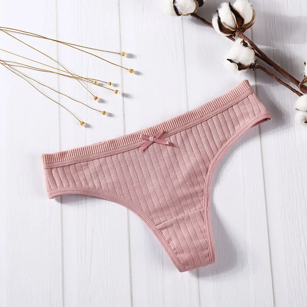 pink Лидер продаж, модные хлопковые однотонные стринги с низкой талией, женские трусики, сексуальные удобные бесшовные трусики - Цвет: pink