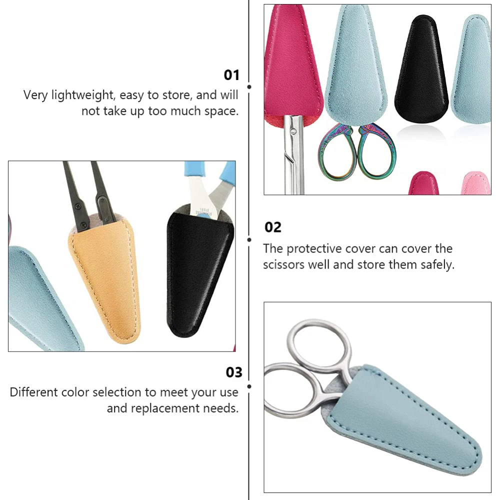  6 Pieces Scissors Sheath Safety Leather Scissors Cover  Protector Colorful Sewing Scissor Sheath Portable Eyebrow Trimming Beauty  Tool Protection Cover Collect Bags (Deep Colors and Light Colors)