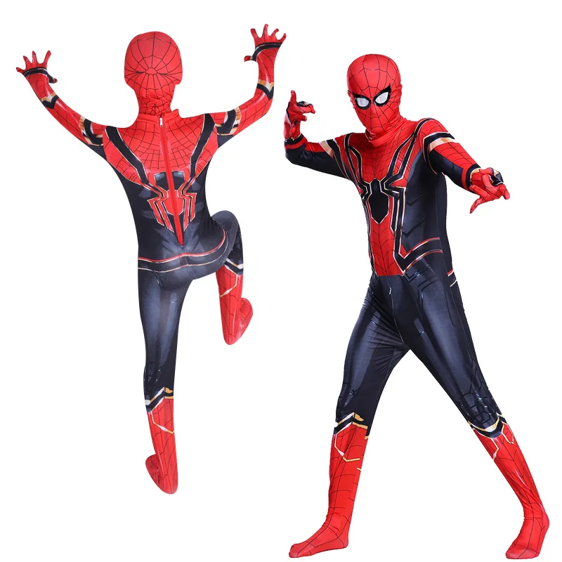 Черный, красный костюм дедпула Человека-паука для взрослых детей Человек-паук Far FromHome Хэллоуин косплей супергероя-паука Боди Комбинезоны - Цвет: iron man Spiderman