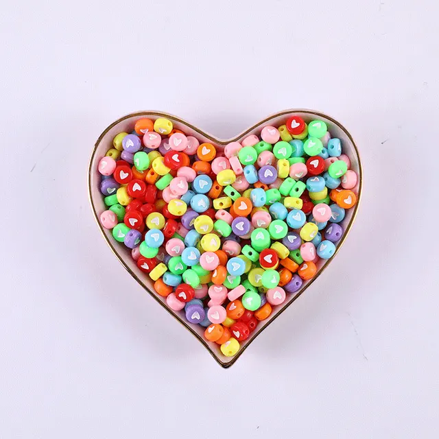 100/200/500pcs Heart Beads For Jewelry Making Acrylic Mixed Beads With Letters For Bracelet Handmade Diy Bracelet Necklace 2021 4x7mm 21