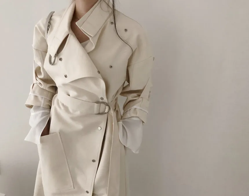 Корейский стиль, элегантное женское повседневное пальто-ветровка, однобортное дизайнерское женское повседневное пальто-Тренч
