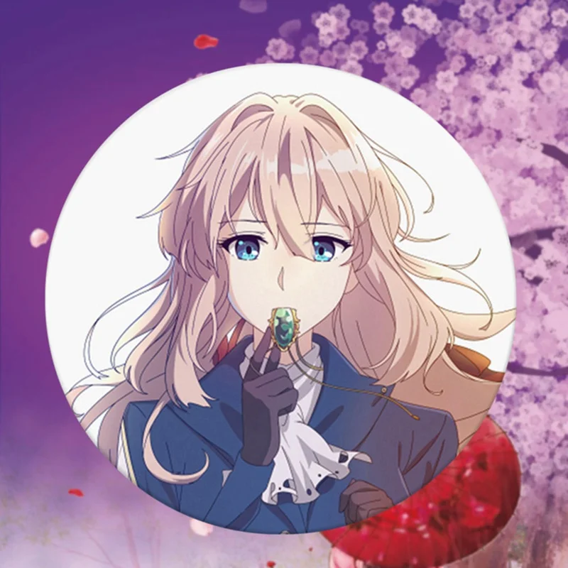 1 шт.; Лидер продаж; аниме фиолетовый Evergarden значок косплея мультфильм Симпатичная брошь, булавки пакеты для сбора значки для рюкзаки кнопки для одежды