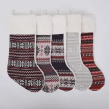 Free shipping Knitted Snowflake Christmas Stocking Sherpa Cuff Christmas tree decoration Fashionable socks