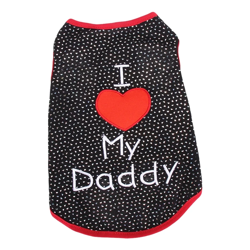 Cute I Love My Daddy Small Dog Cat Pet Clothes T Shirt Apparel Clothes Decor, Black L