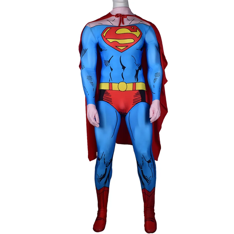 Superman with cloak Аниме «Человек Сталь Костюм Супермена Генри кавилл Косплэй Пижама для детей и взрослых, спандекс, зентай, костюм, комбинезон, боди, Супермен, изготовленные на заказ Хэллоуин - Цвет: Superman with cloak