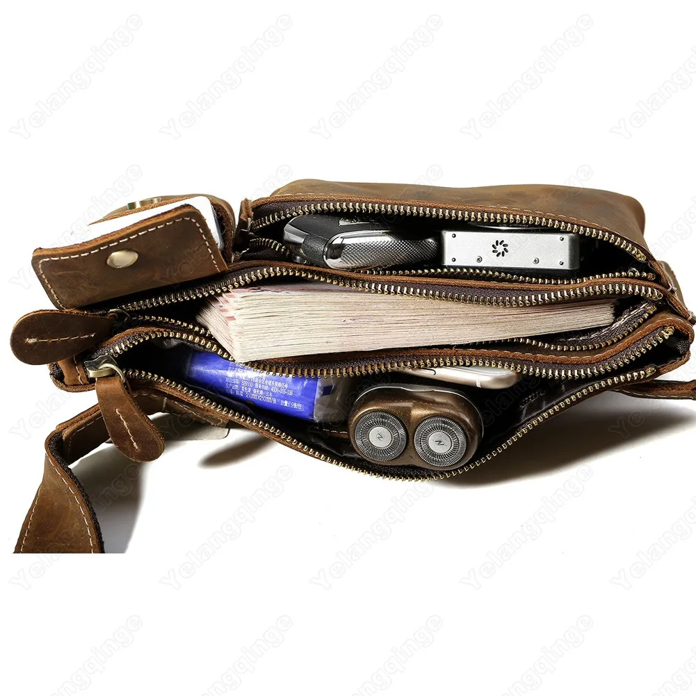 Мужской кошелек Tiding из натуральной кожи поясная сумка для мужчин поясная сумка на пояс Прохладный Hip сумка простой Винтаж Поясные сумки Подушка день пакет коричневый 3162